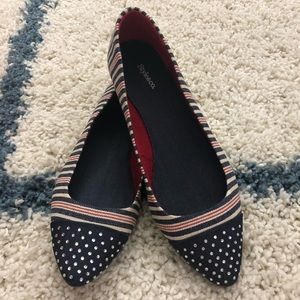 Style & Co. Red White Blue Striped Ballet Flat 7.5